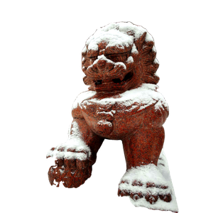 A Statue Of A Lion Is Covered In Snow – cat PNG with transparent background