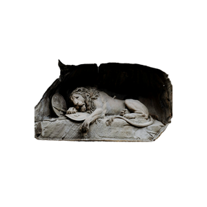 A Statue Of A Lion Laying In A Cave – cat PNG with transparent background