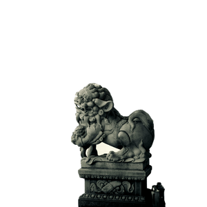A Statue Of A Lion On A Sidewalk