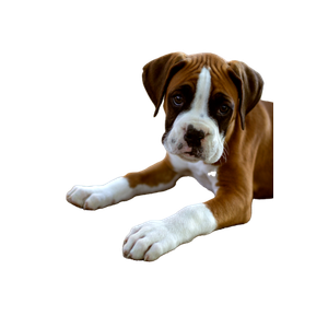 Related cat image: Brown And White Short Coated Dog Lying On Gray Carpet