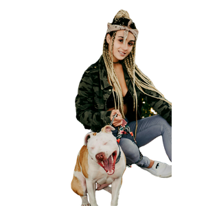 Woman Sitting Beside Short Coated Dog – cat PNG with transparent background